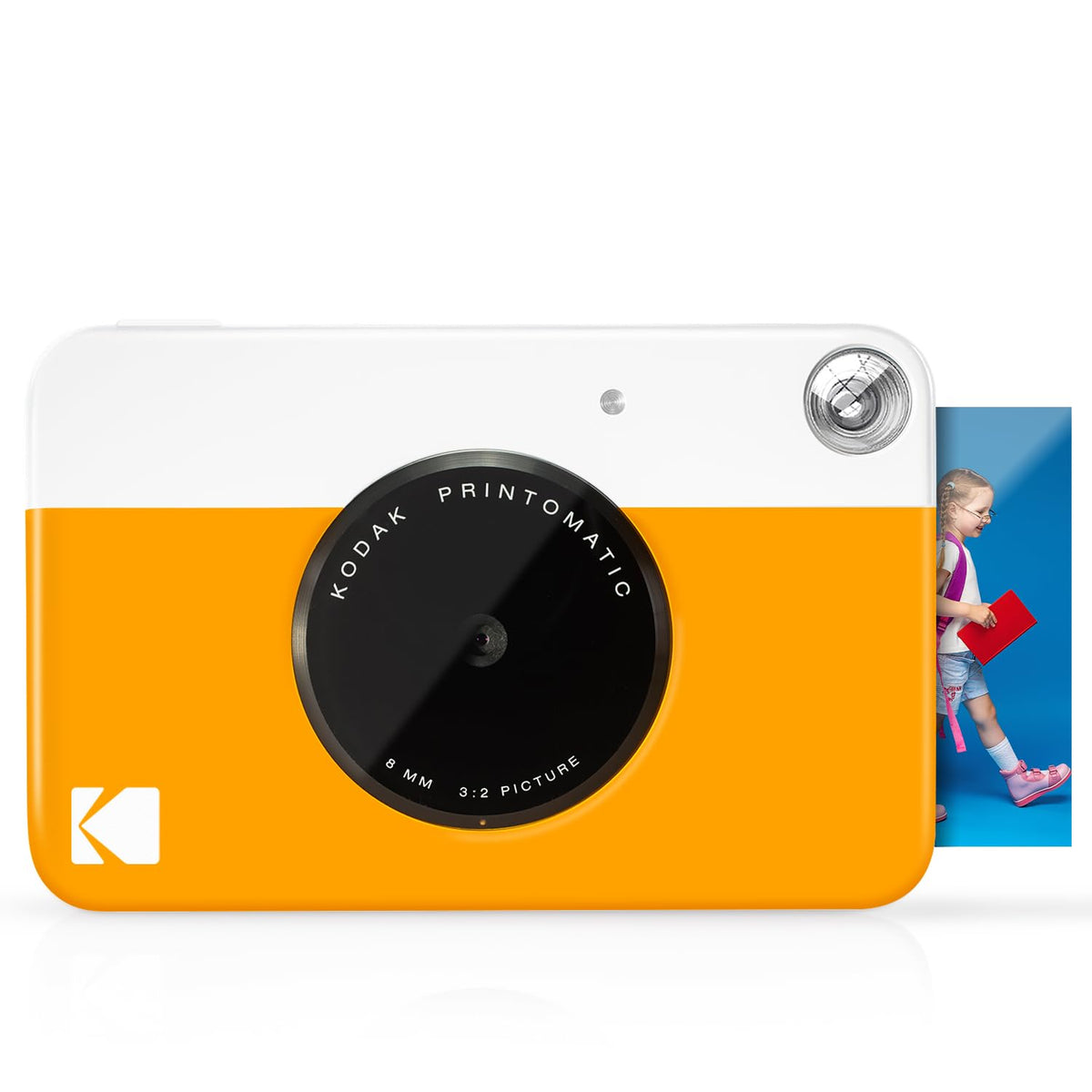 KODAK Printomatic front view highlights instant 2x3 photo printing on the go.