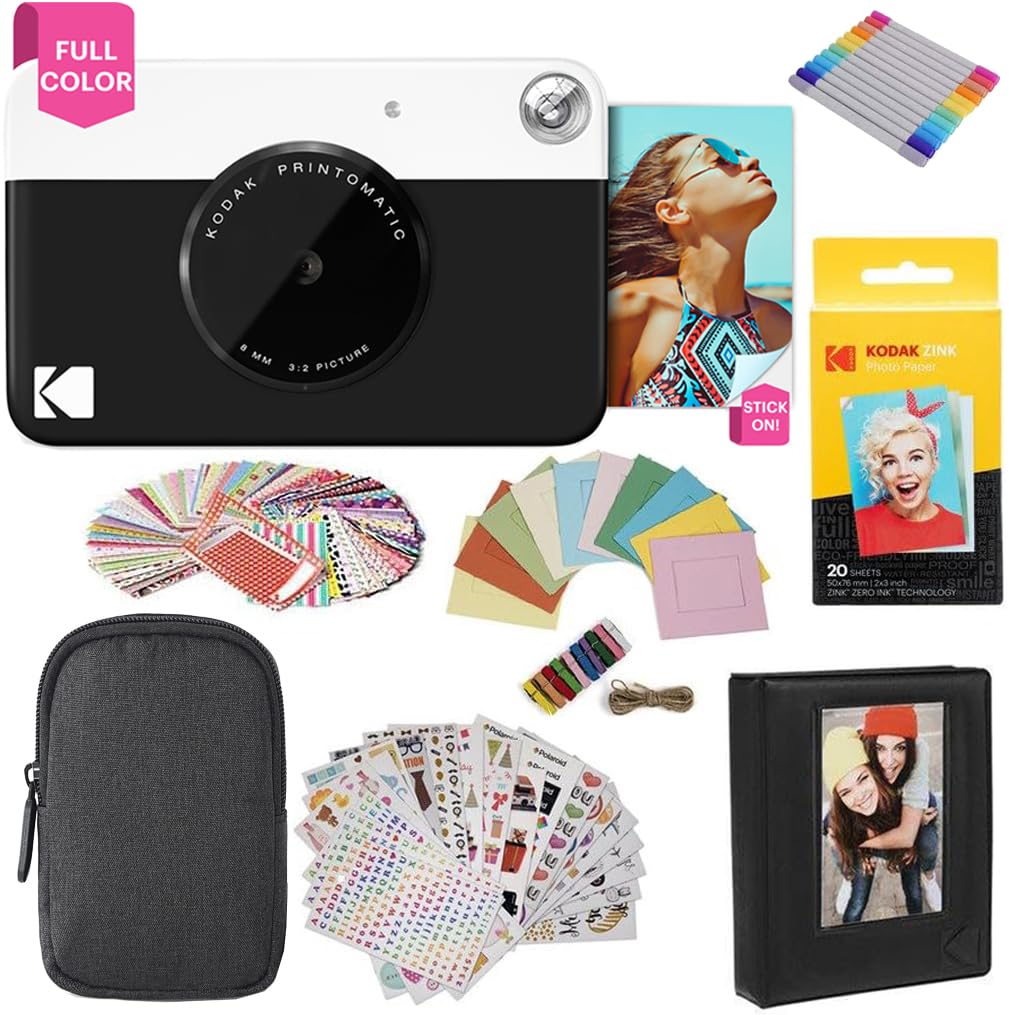Kodak Printomatic camera front view for instant prints on the go.
