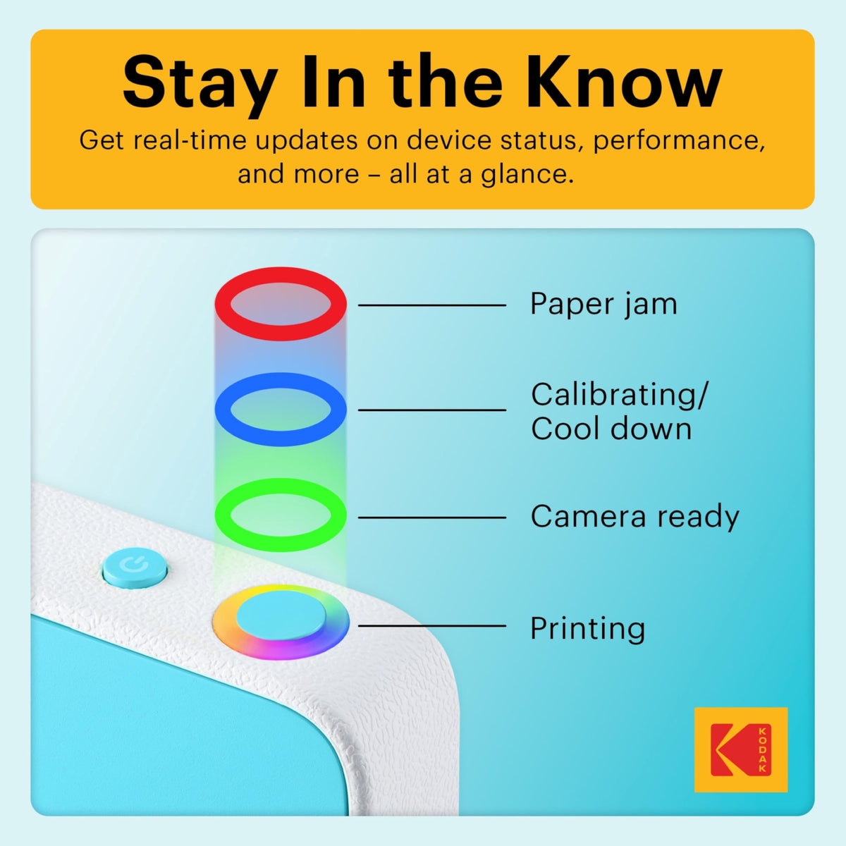 Kodak Printomatic blue carrying case for travel-friendly photography.