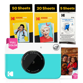 Kodak Printomatic front view in blue for on-the-go printing.