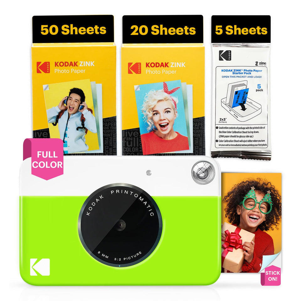 Kodak Printomatic green front view for portable instant memories