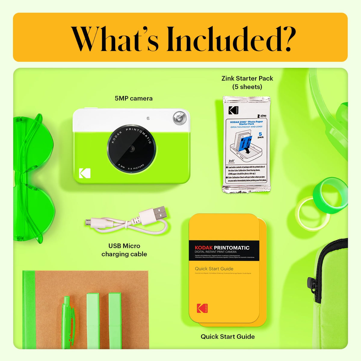 Kodak Printomatic sticky-back photos ready for easy decoration.