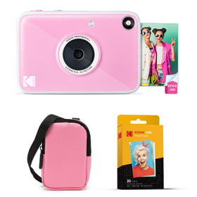 Kodak Printomatic pink camera front view for quick, colorful memories.