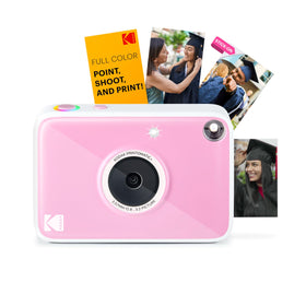 Kodak Printomatic Pink camera front view for quick on-the-go instant prints