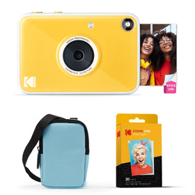 Kodak Printomatic+ blue camera front view ready to capture quick memories