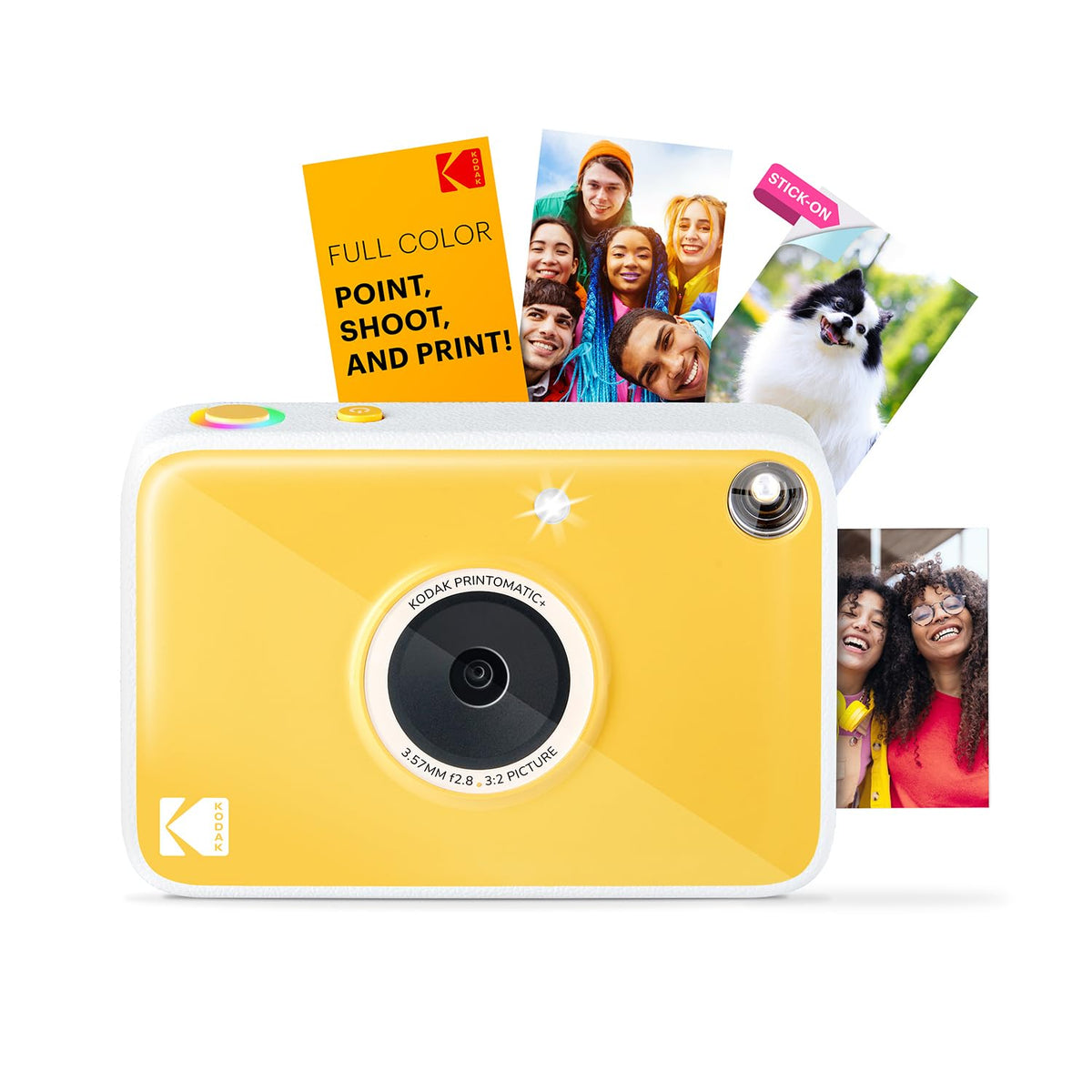 Kodak Printomatic+ Gold camera with instant 2x3 inch prints ready to share