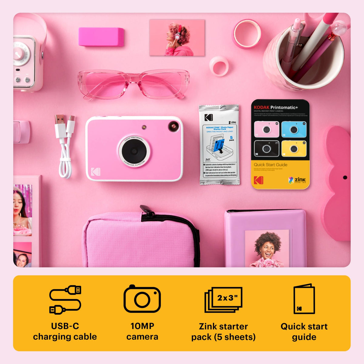 Kodak Printomatic Pink prints 2x3-inch stickers for keepsakes