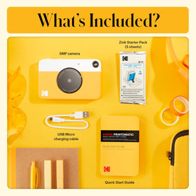 Kodak Printomatic yellow top view showing compact design and portability.