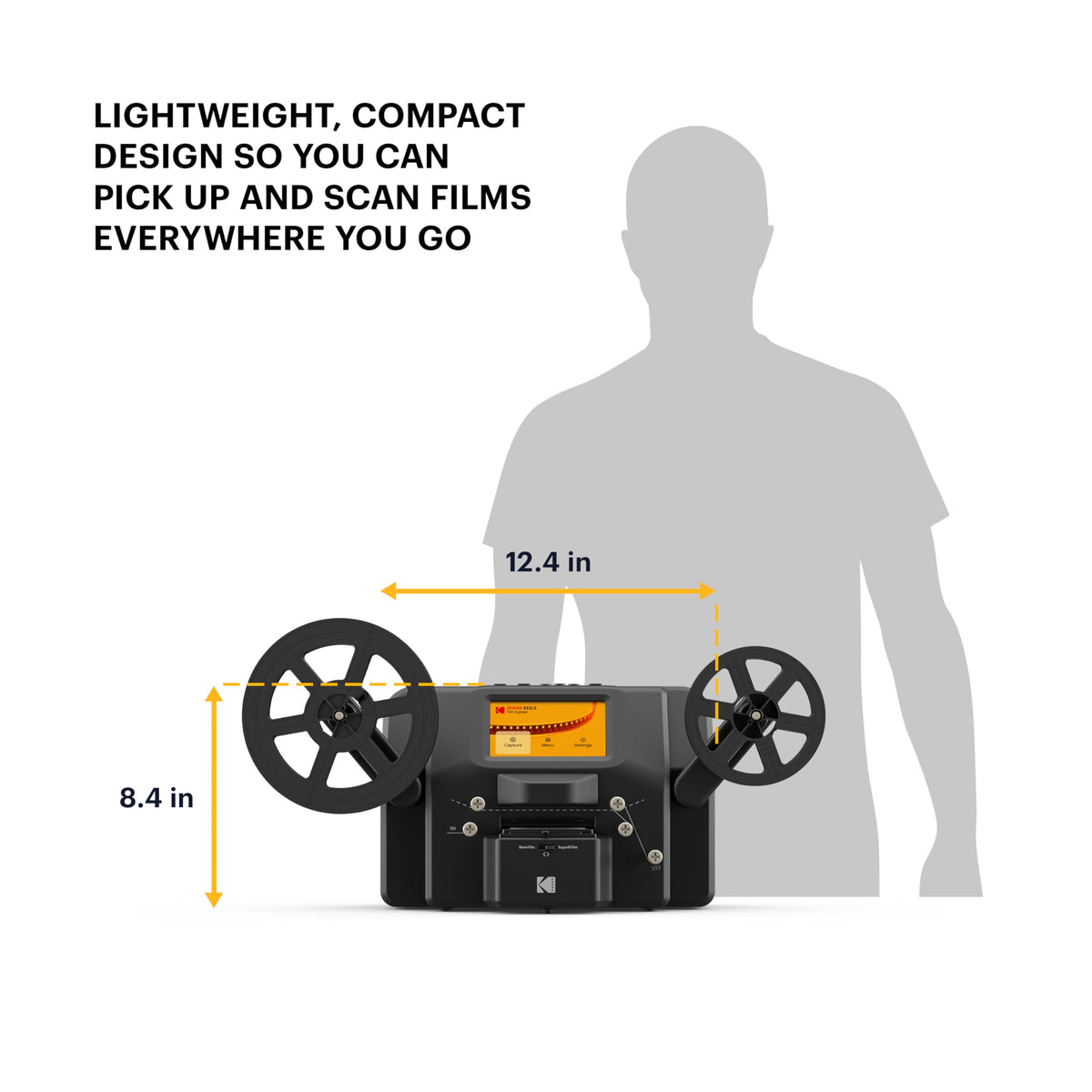 KODAK REELS 1080p output on screen showcases high-definition video.