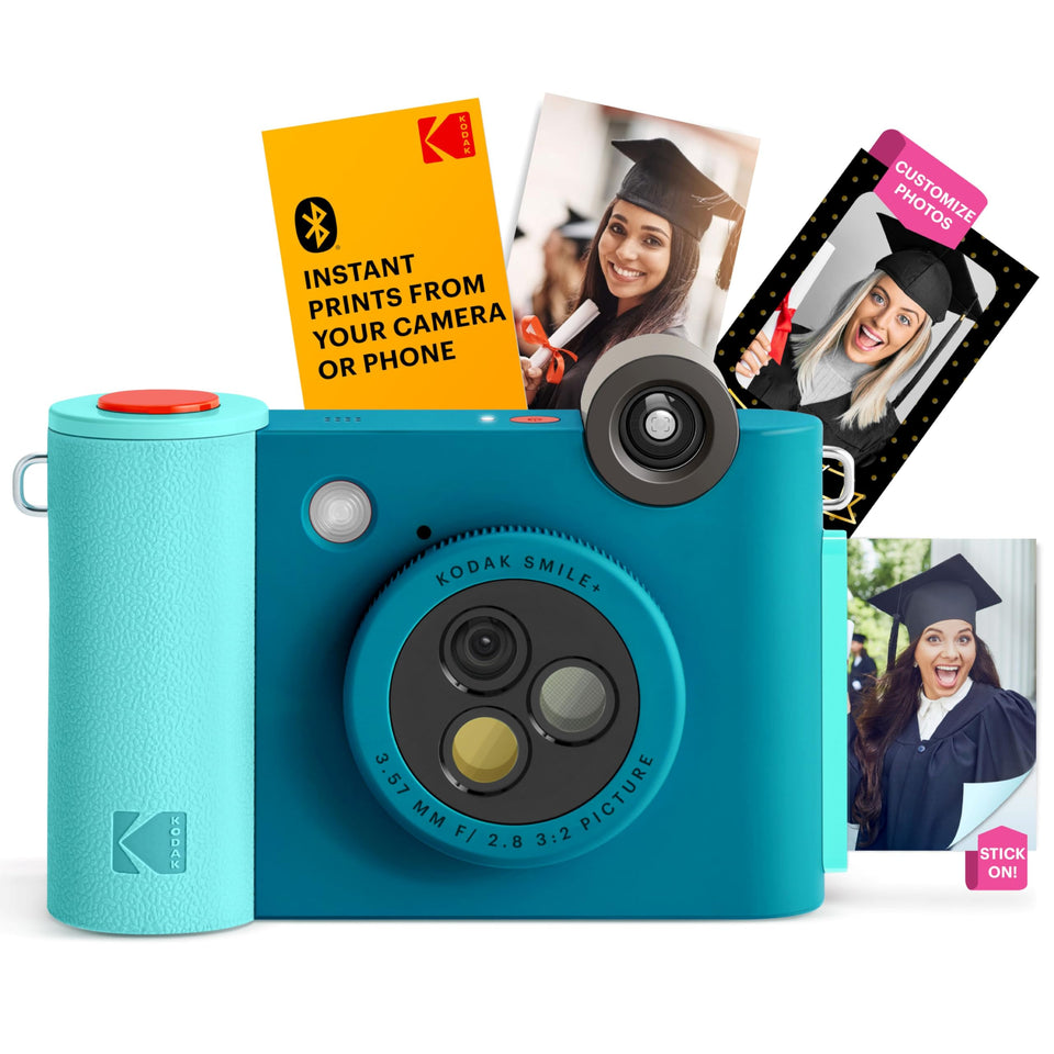 Kodak Smile+ front blue camera view for portable on-the-go memories.