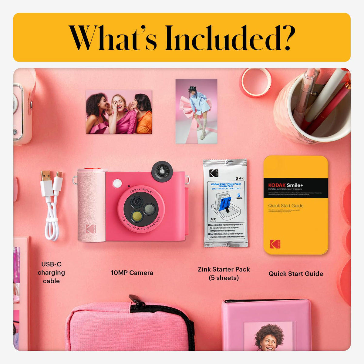 Kodak Smile+ inkless 2x3 photos print vibrant sticky keepsakes
