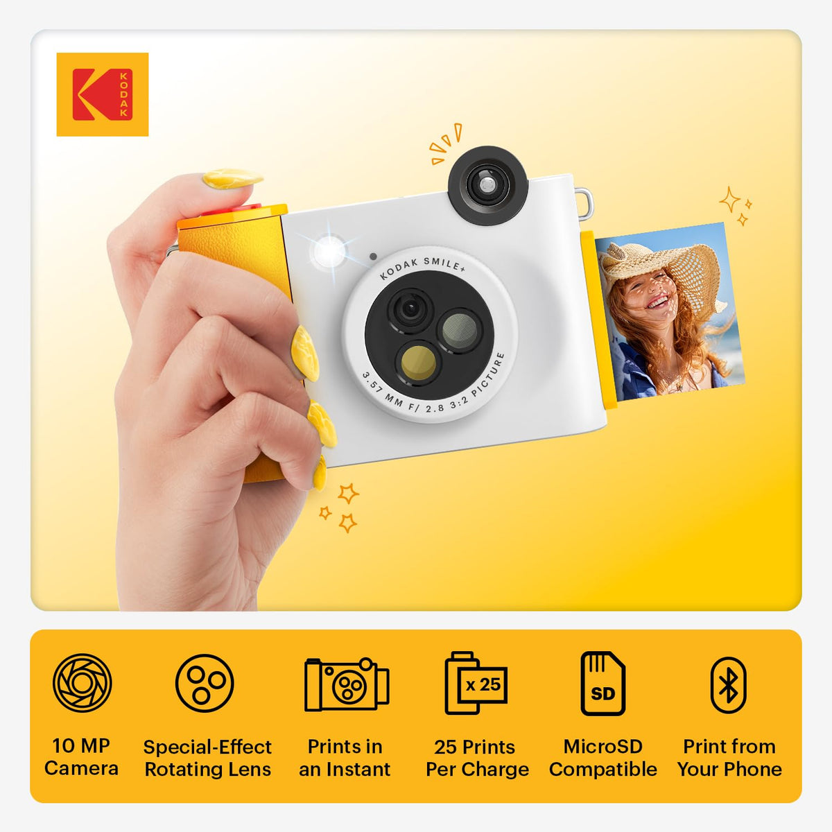 Kodak Smile+ inkless prints deliver vibrant 2x3 photos instantly