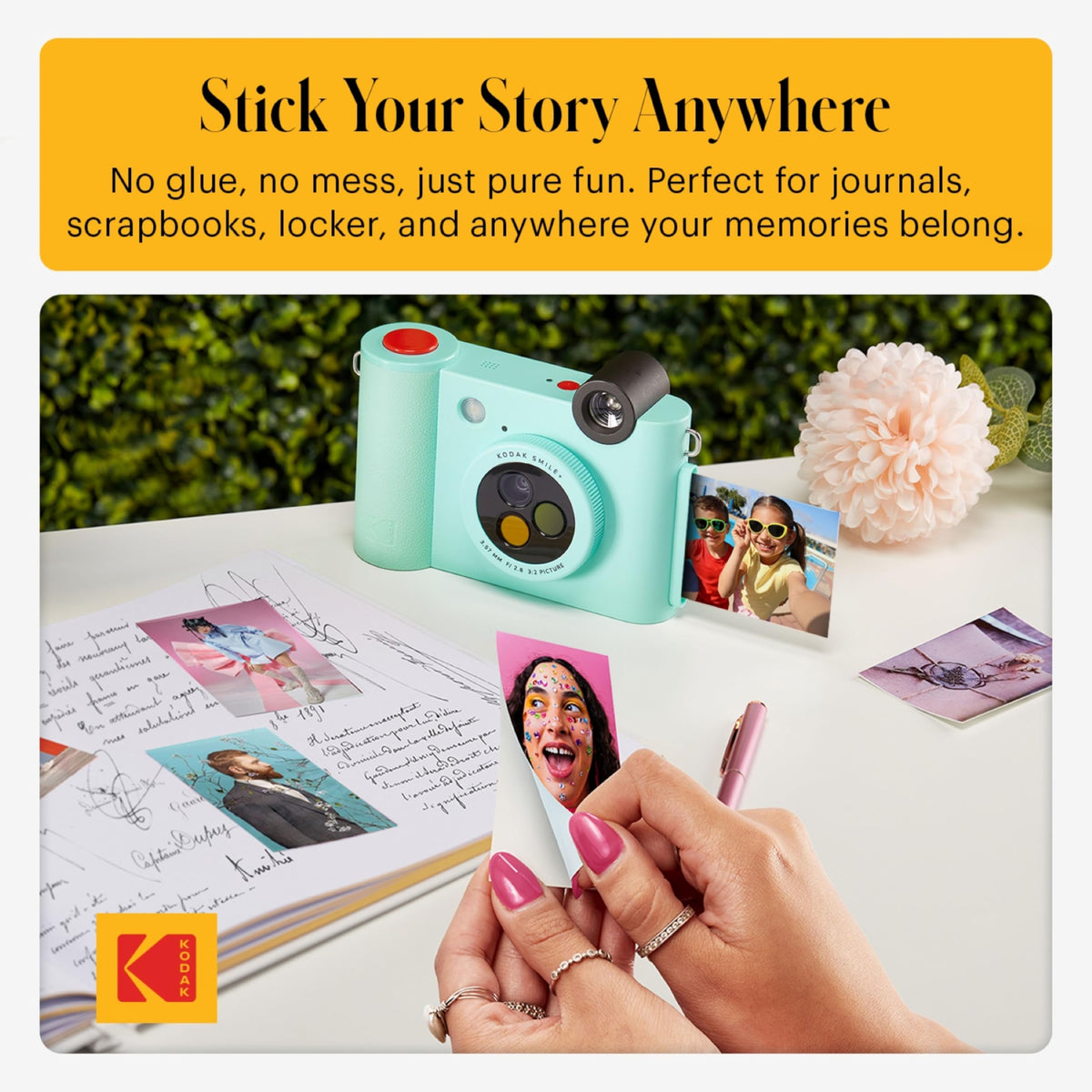 Kodak Smile+ prints ready-to-display photos with album and frames.