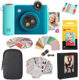 Kodak Smile+ camera front view in blue bundle for quick on-the-go memories.