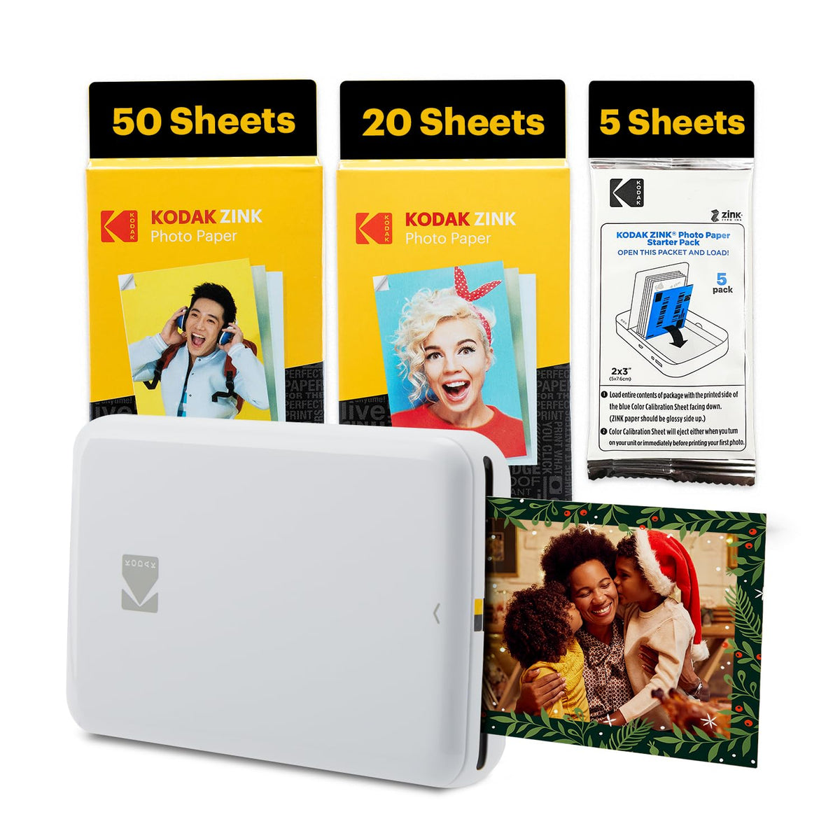 Kodak Step printer front view highlighting compact, portable design for mobile photo printing.