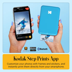 KODAK Step Printer blue app editing tools on screen.