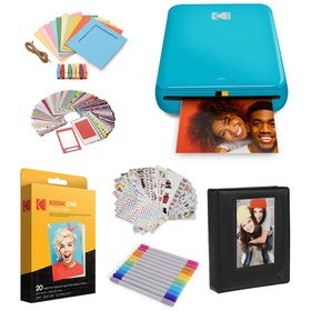 Kodak Step Printer blue front view for portable photo printing on the go