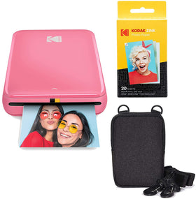 KODAK Step Printer pink front view for fast photo printing on the go.