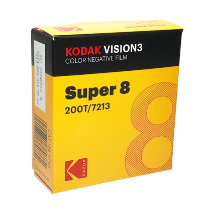 Kodak Super 8 Vision3 200T 7213 cartridge delivers sharp color with wide latitude for versatile scenes.