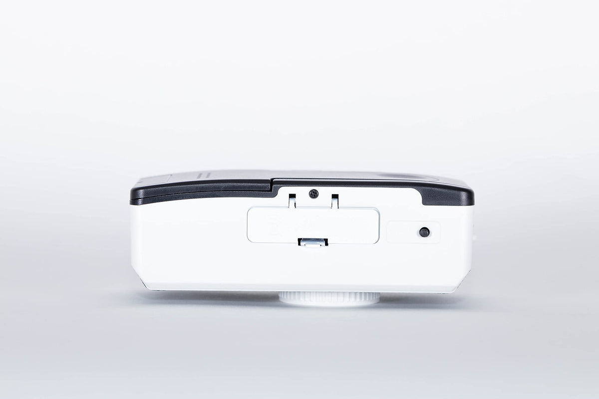 Camera back/top view highlighting compact weight and simple controls.