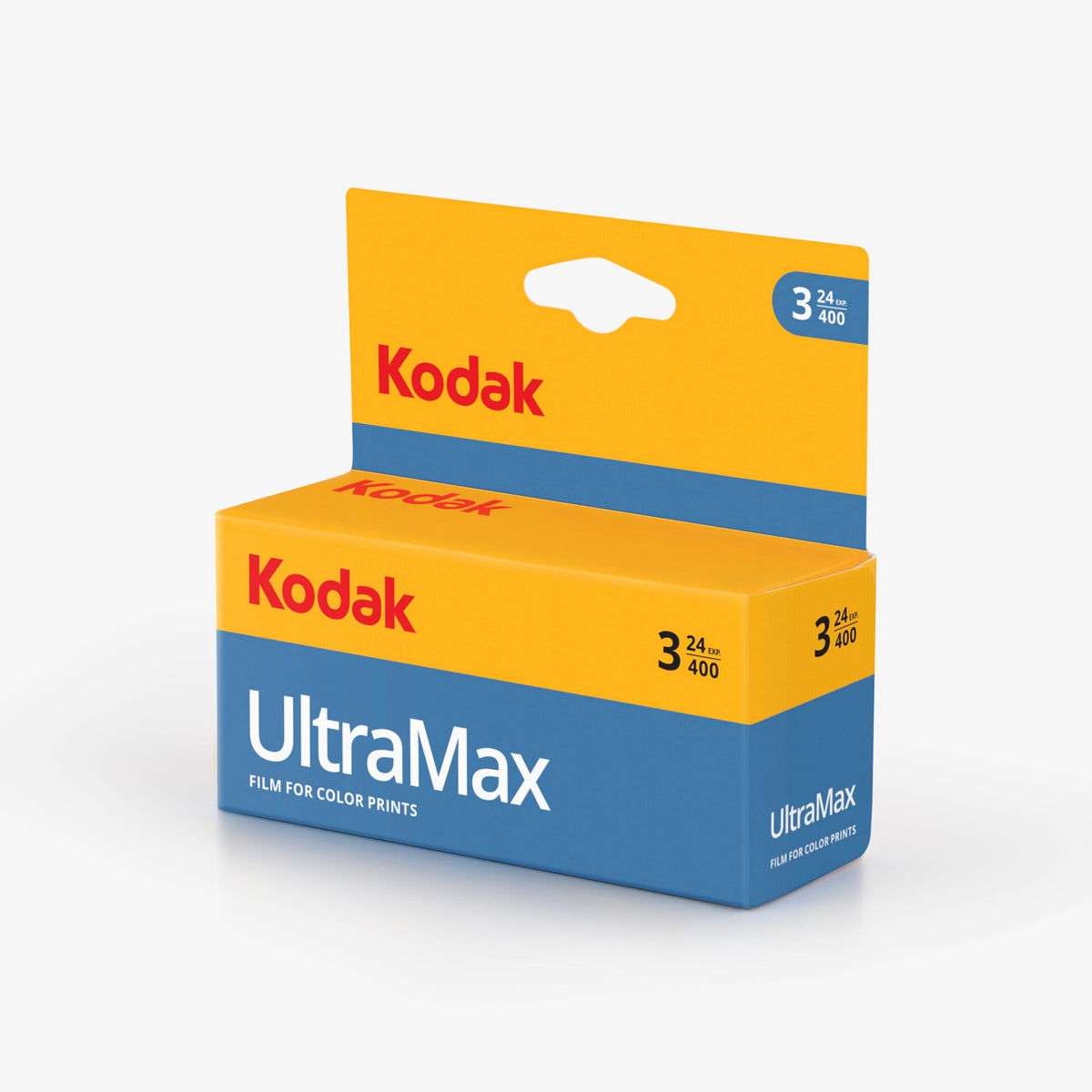 Kodak Ultra Max 400 film three-pack; vibrant color capture in varied lighting