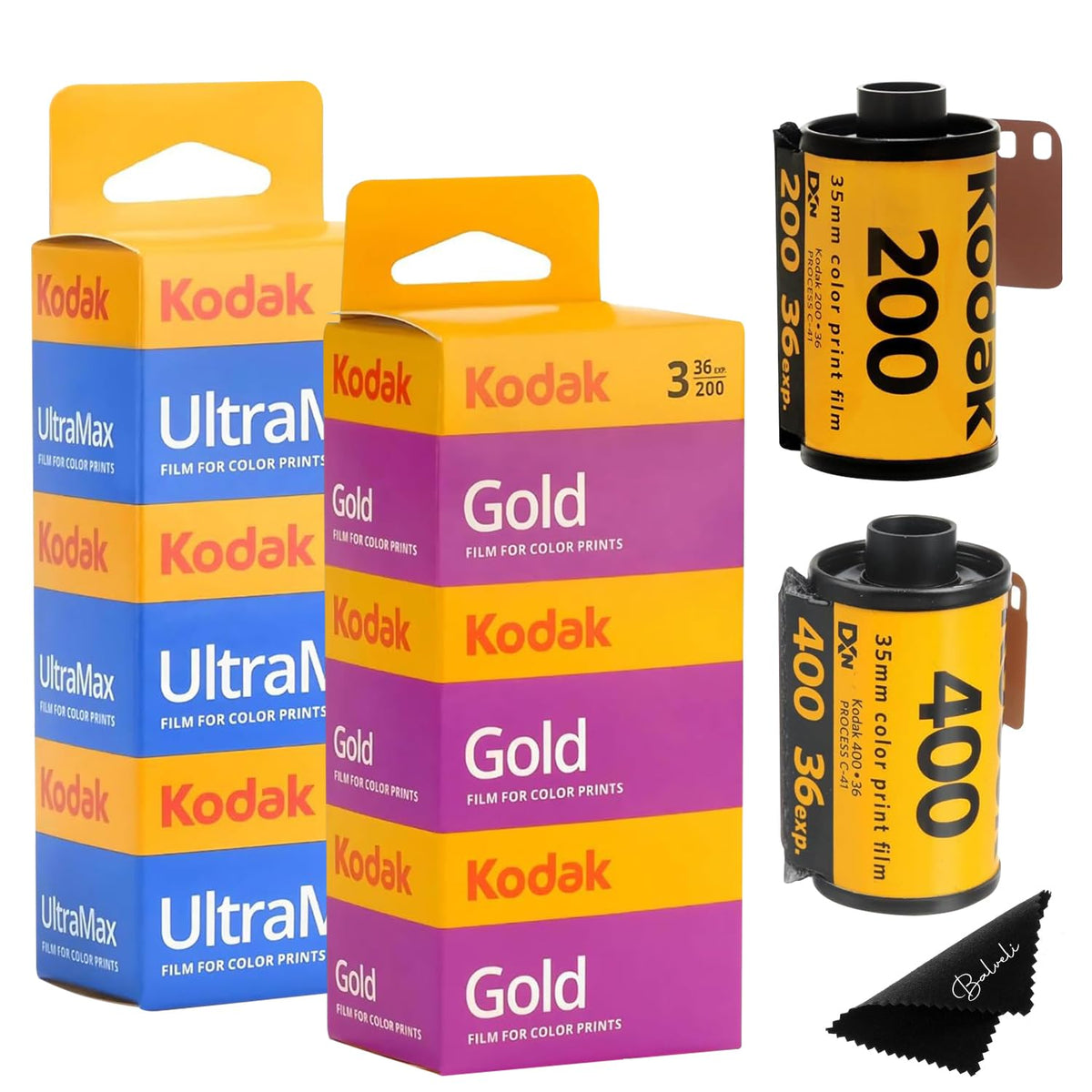 Kodak Ultramax 400 rolls 6-pack on display for versatile lighting scenarios.