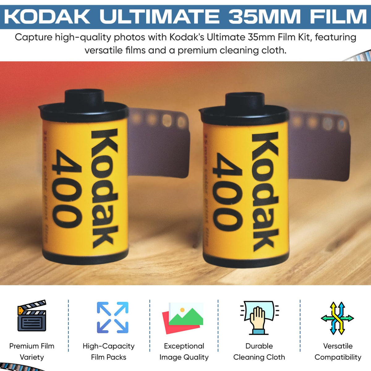 Balveli Kodak Ultramax 400 enhances color for landscapes and city scenes.