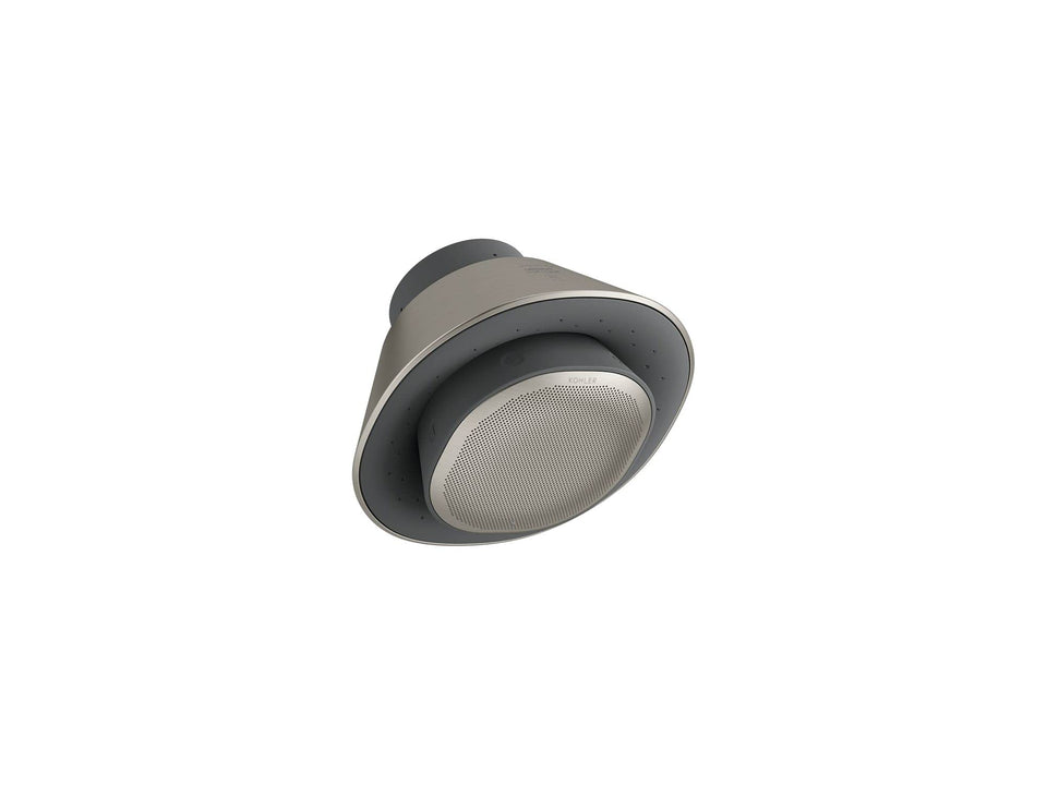 Kohler Moxie showerhead in brushed nickel, front view upgrades your shower.