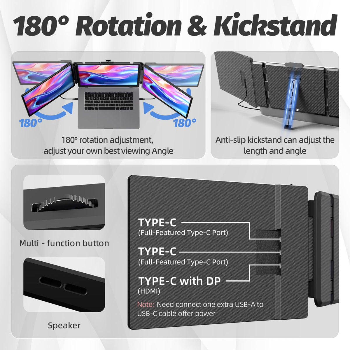 KOJOM 2K extender supports 180-degree rotation for customized viewing.