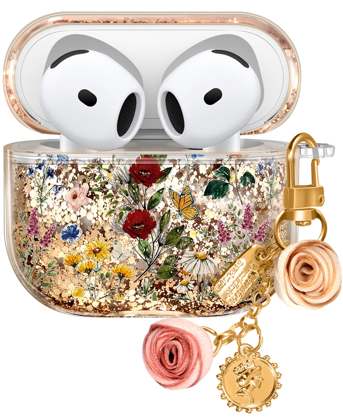 Kokaaee AirPods 4 case with quicksand liquid glitter for everyday stylish protection.