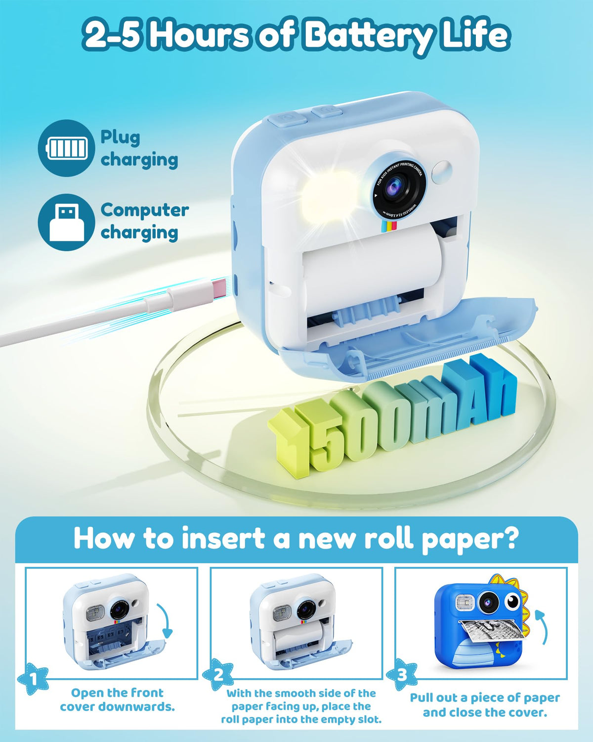 KOKODI accessories including paper rolls and Type-C cable, ready-to-use starter kit