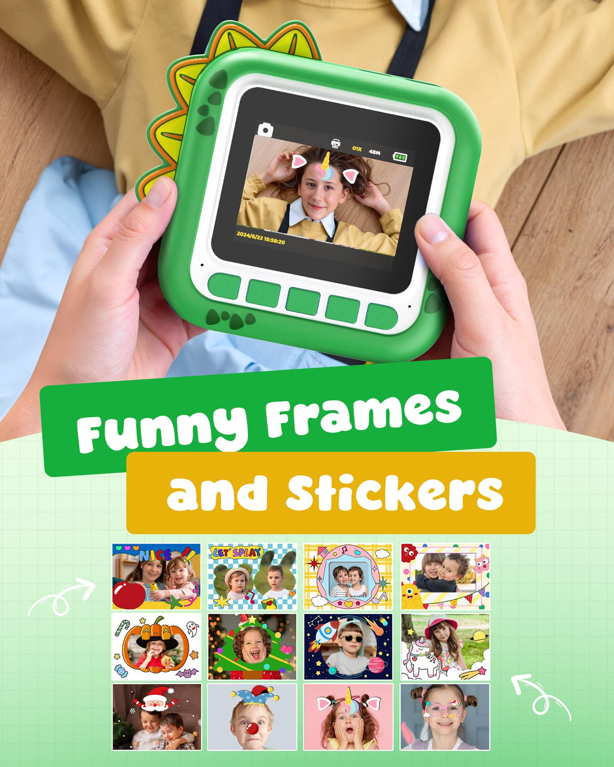 KOKODI camera in a child’s hands, ergonomic design encourages creativity