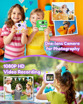 Child holding KOKODI camera, illustrating comfortable grip and kid-friendly use