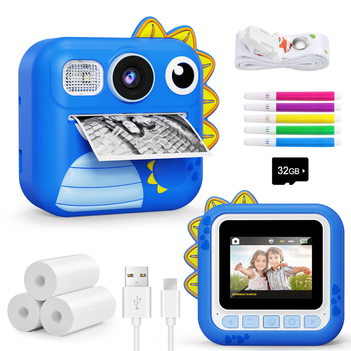 KOKODI front view showing camera and instant-print slot, easy-to-use design