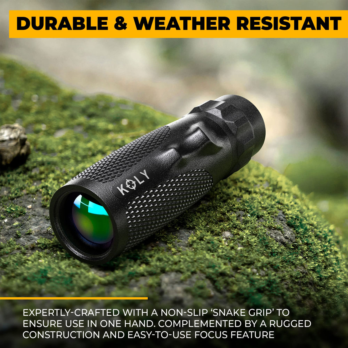 Koly BAK-4 monocular lens cap shielding the optics from dust