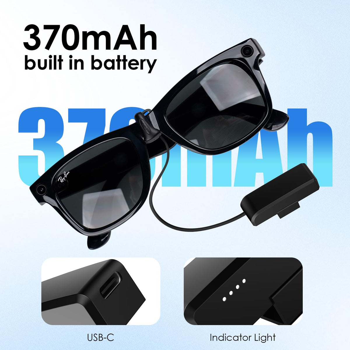 Close-up of 370mAh KONAFEI charger highlighting compact size