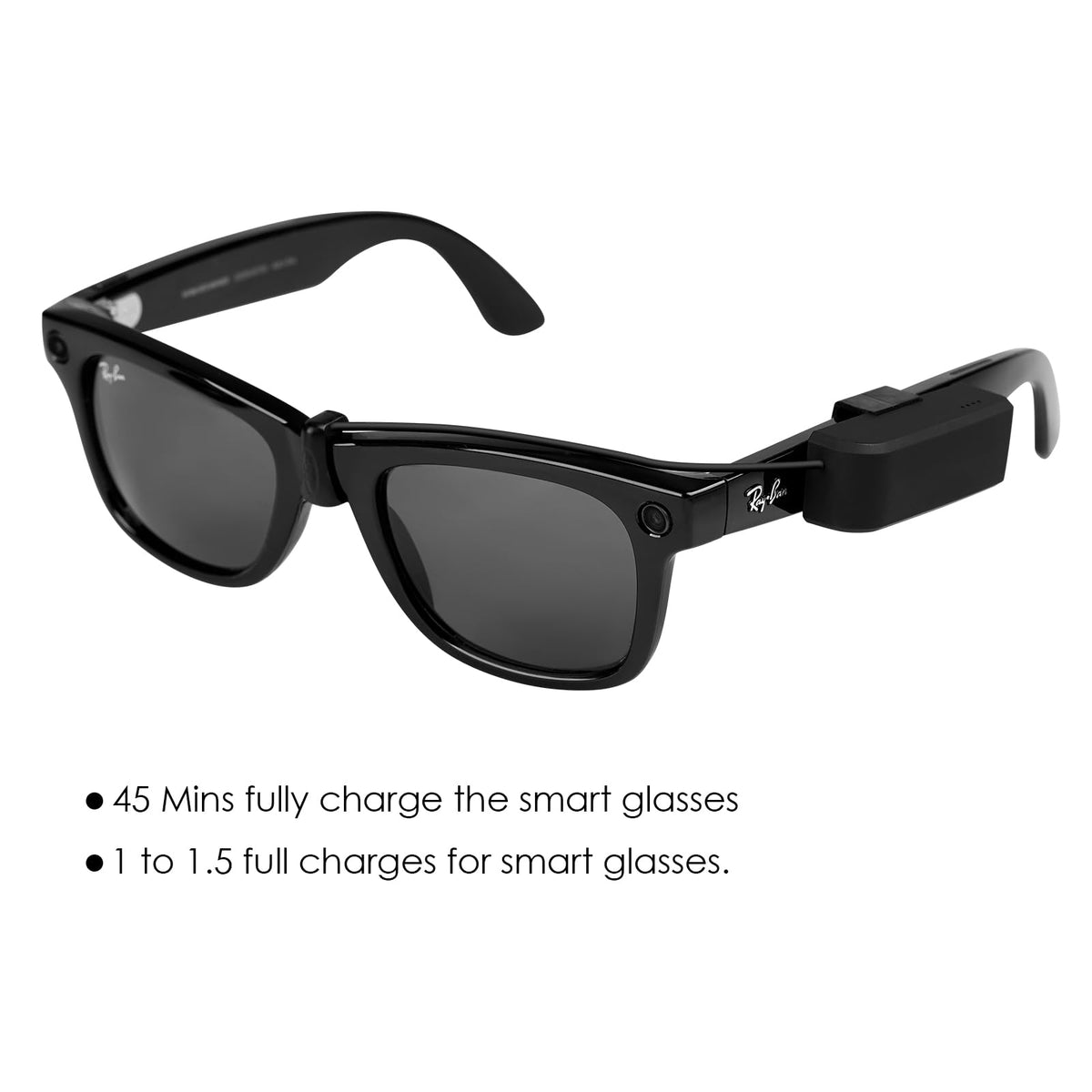 Ultra-lightweight 16g KONAFEI charger attached to glasses arm