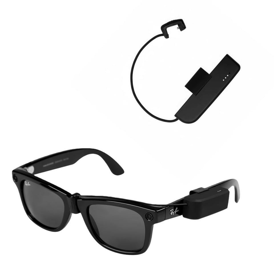 KONAFEI battery pack on Ray-Ban Meta Gen2 glasses arm for continuous use
