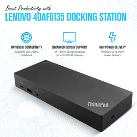 Koncept 40AF0135US 135W adapter included powers the dock and connected devices.
