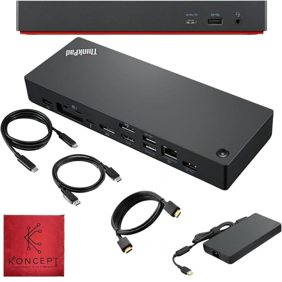Koncept 40B00135US docking station front view shows sleek design for easy setup.