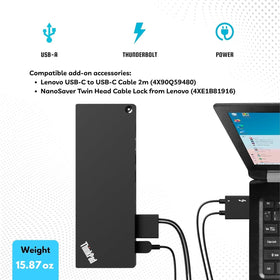 Cables and ports layout encourages tidy, productive workstations.