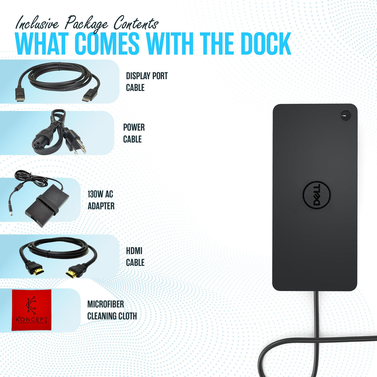 Koncept Dell D6000S port panel showcasing diverse connections for accessories
