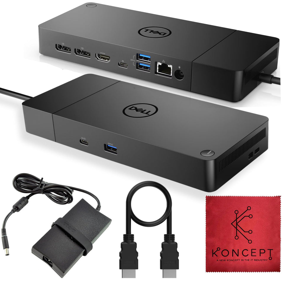Koncept WD19S docking station front view for productive dual-monitor setup.