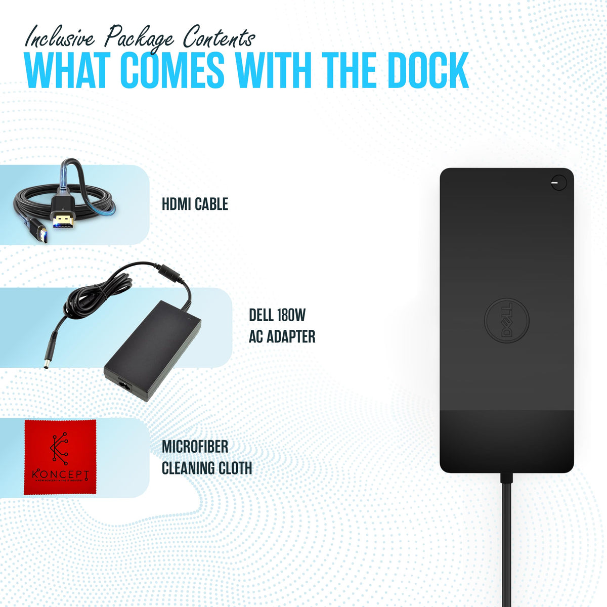 Koncept WD19S docking station side ports highlighting USB-C and USB-A access.