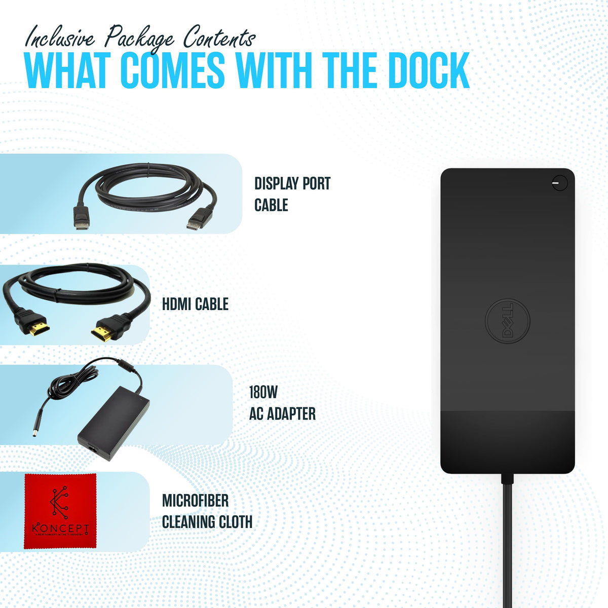Koncept Dell WD19TB dock side ports enable fast data transfer and peripheral hookups.