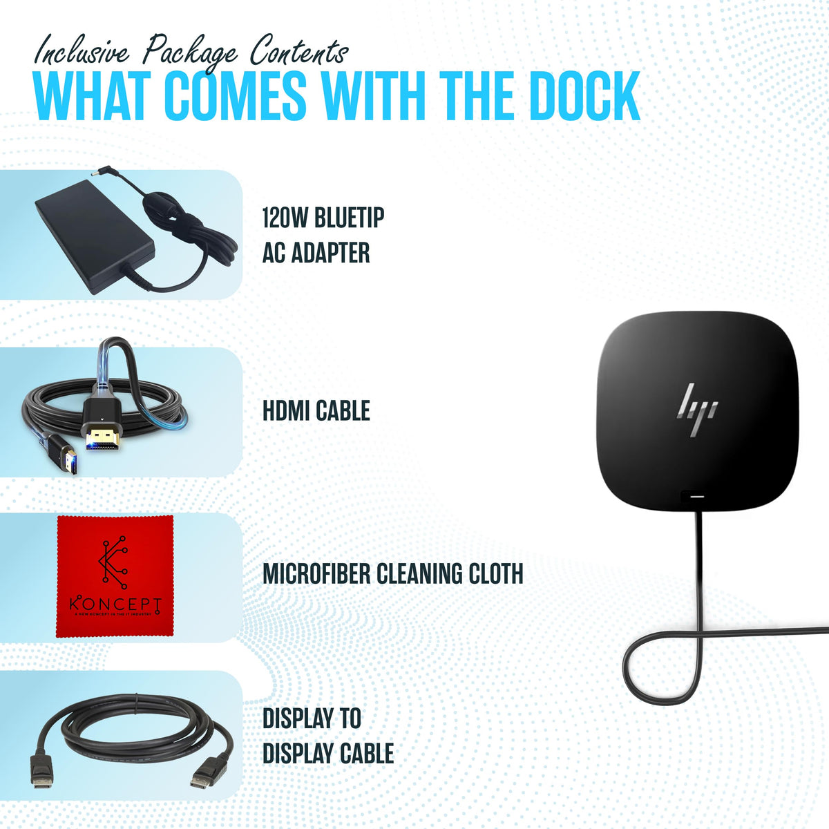 Koncept HP docking station demonstrates USB-C G5 compatibility with Elite laptops.
