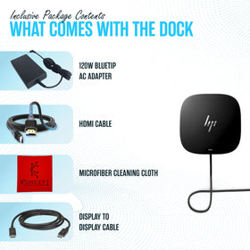 Koncept HP docking station demonstrates USB-C G5 compatibility with Elite laptops.
