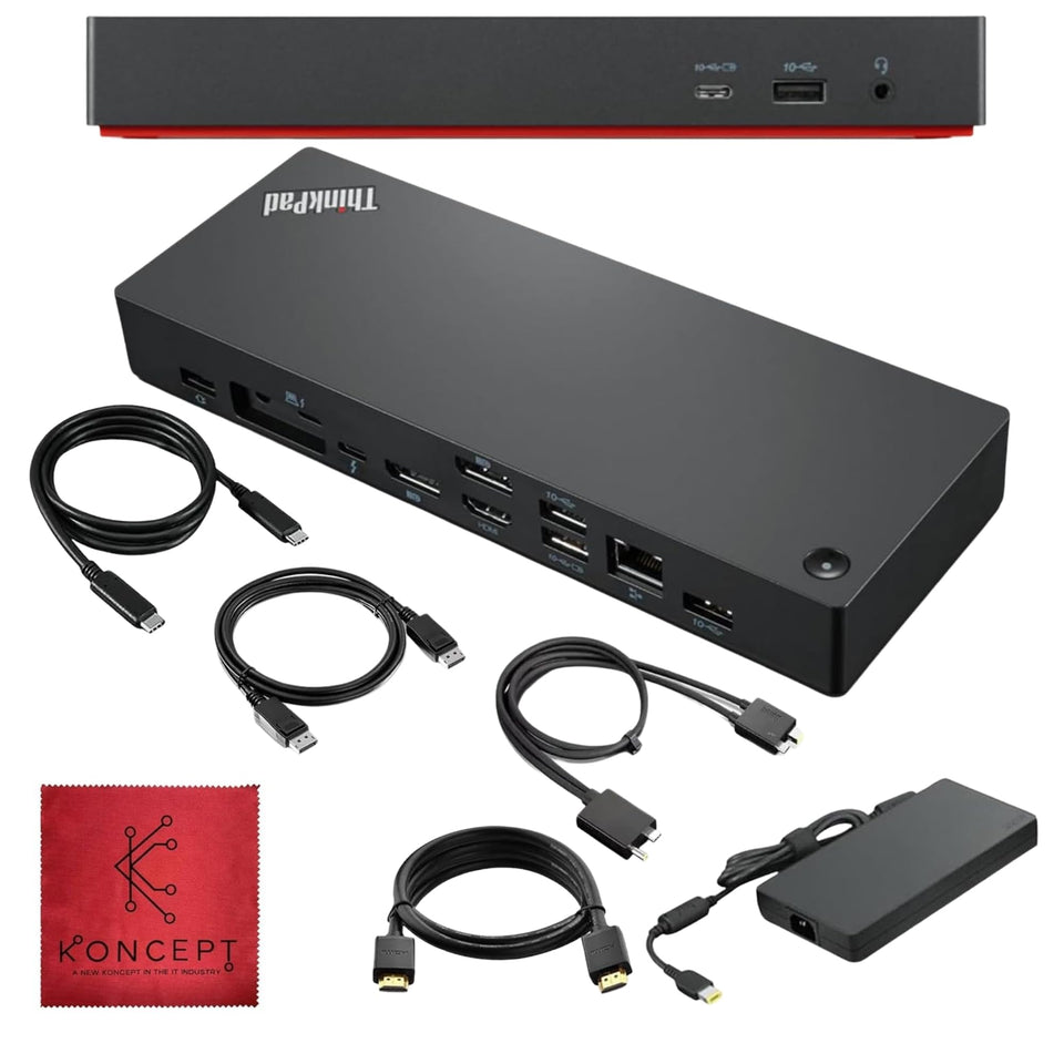 Koncept ThinkPad dock with USB-C port layout for seamless multi-device connectivity.