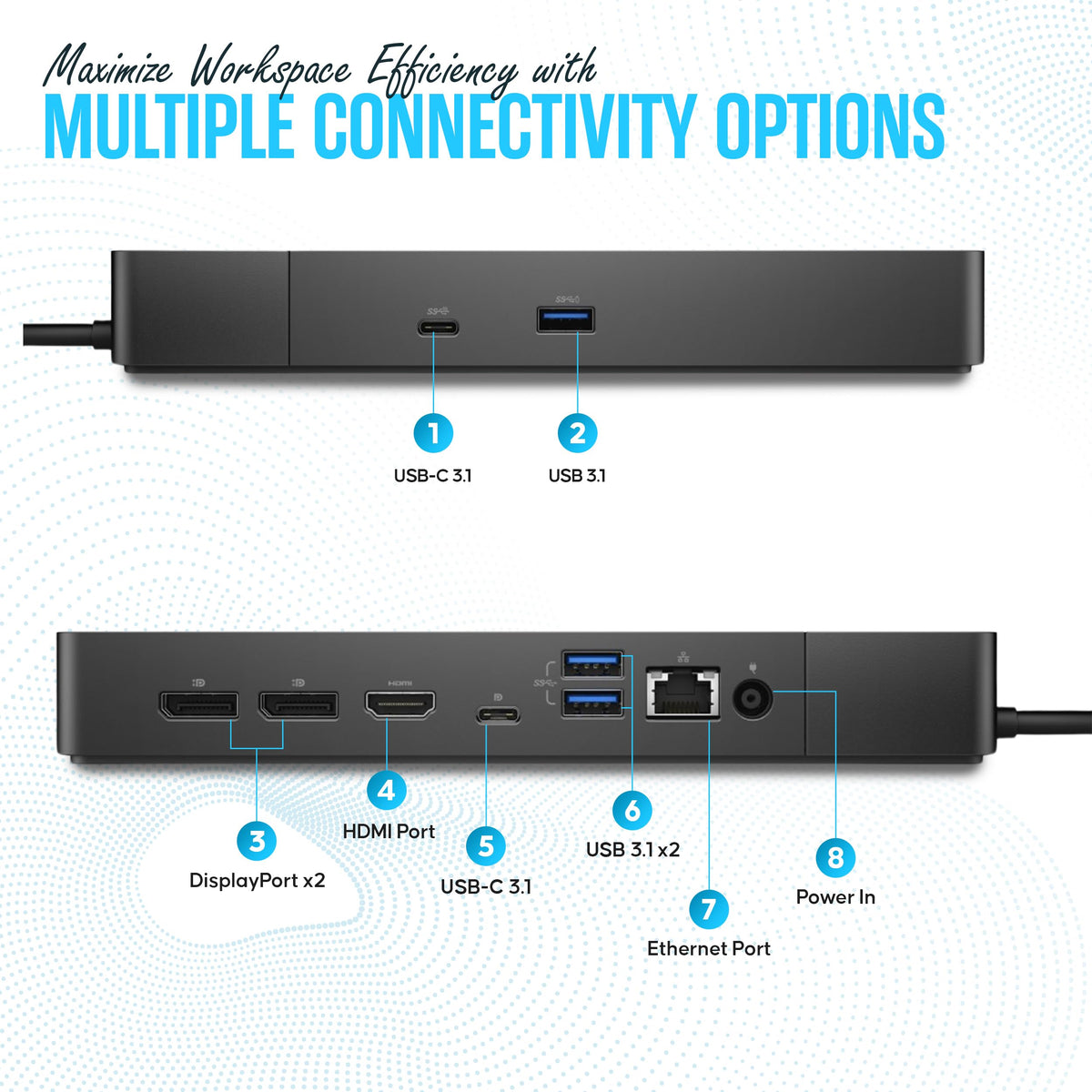 Koncept WD19 Dell dock dual monitor setup on workspace with two screens