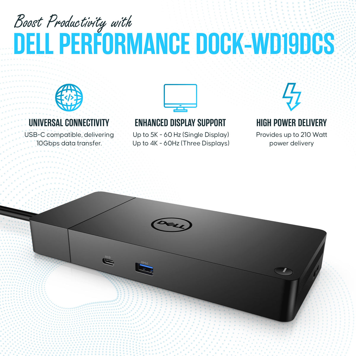 Koncept WD19DCS dual-monitor setup expands workspace for productivity.